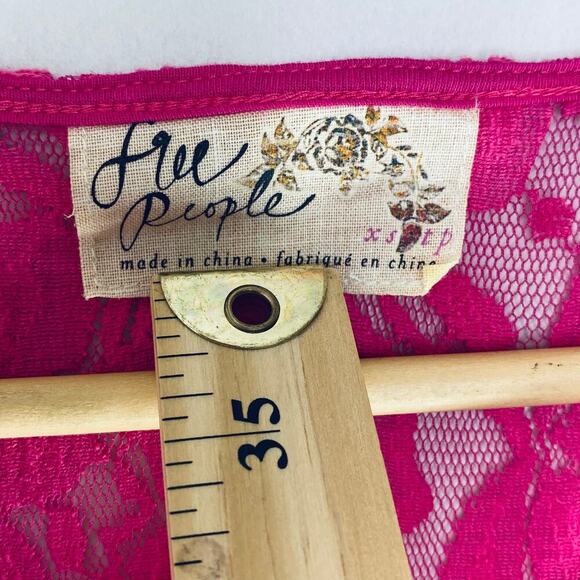 Free People Miles of Lace Mini Dress Hot Pink Sz XS Boho Layer Sleeveless beach - Picture 2 of 7